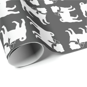 Pug Dog Baby Shower Grey Puppy Gender Neutral Wrapping Paper