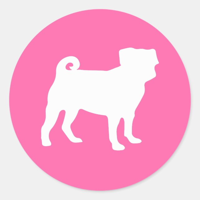Pug Dog Baby Shower Pink Puppy Girl Classic Round Sticker (Front)