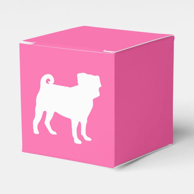 Pug Dog Baby Shower Pink Puppy Girl Favour Box (Front Side)