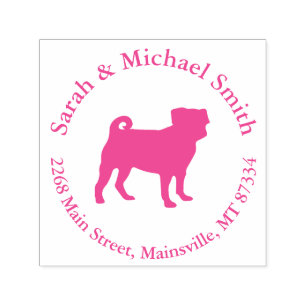 Pug Dog Baby Shower Pink Puppy Girl Self-inking Stamp