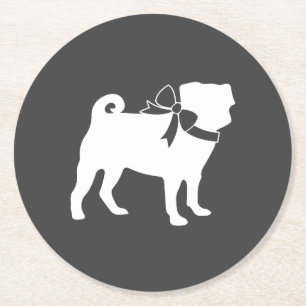 Pug Dog Baby Shower Theme Puppy Gender Neutral Round Paper Coaster