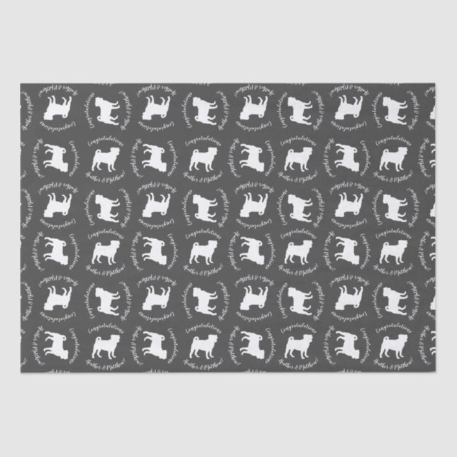 Pug Dog Baby Shower Theme Puppy Gender Neutral Tissue Paper (Front)