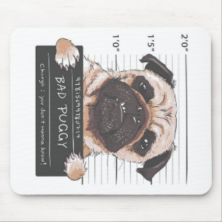 Pug Dog Bad Puggy Pet Owner Mouse Mat