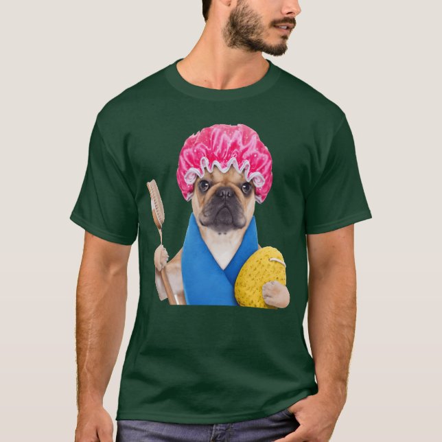 Pug dog bathing Animal T-Shirt (Front)