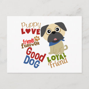 Pug Dog Best Friend Postcard