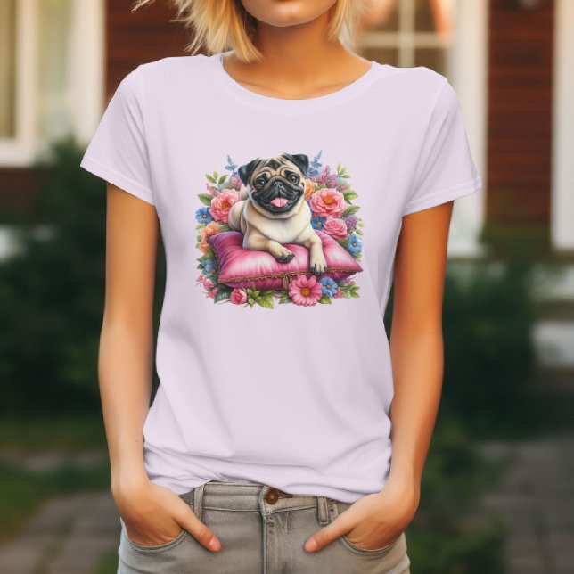 Pug Dog & Blooms T-Shirt (Creator Uploaded)