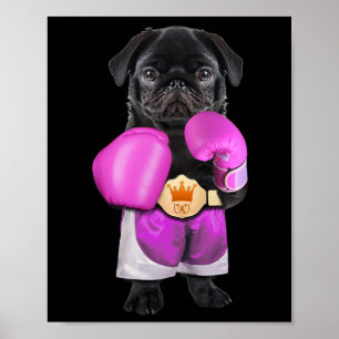 Pug Dog Boxing Funny Fitness Gym Workout  Poster
