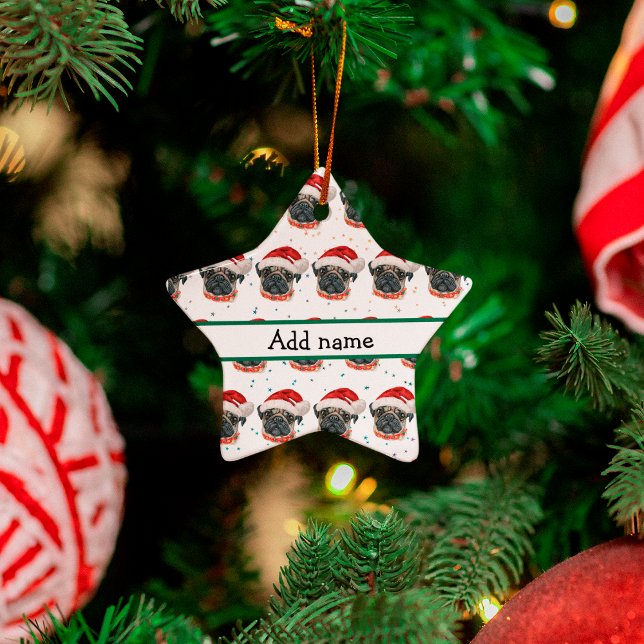 Pug Dog Breed Christmas Stars Ceramic Tree Decoration (Creator Uploaded)