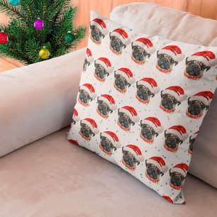 Pug Dog Breed Christmas Stars Cushion