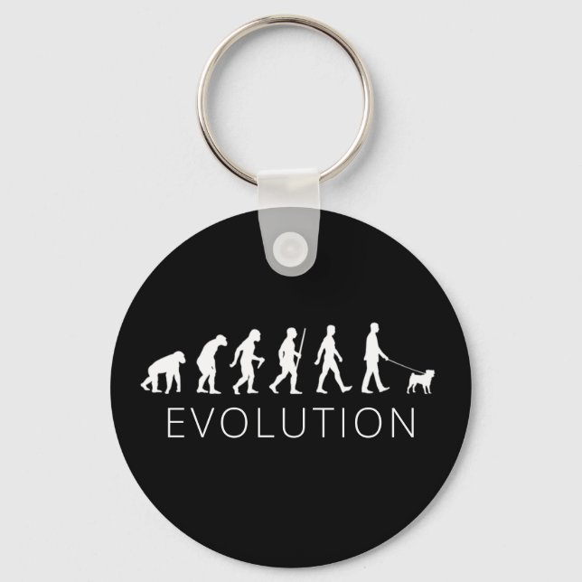 Pug dog breed Owner Evolution Key Ring (Front)