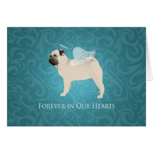 Pug Dog Breed Pet Memorial - Pug Angel Card