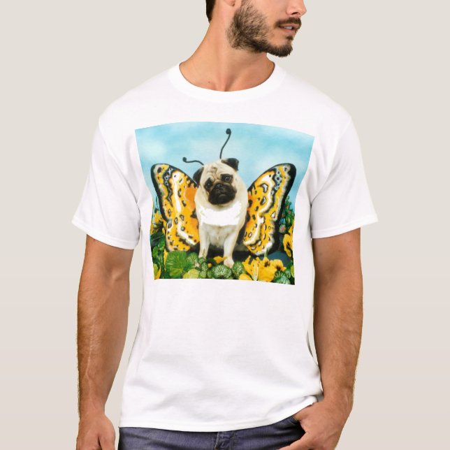 Pug Dog Butterfly T-Shirt (Front)