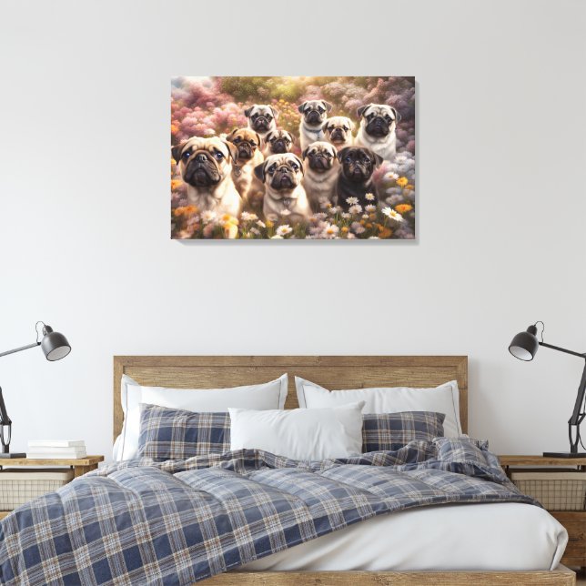 Pug Dog Canvas Print (Insitu(Bedroom))