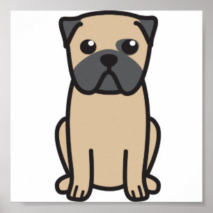 Pug Dog Cartoon Poster