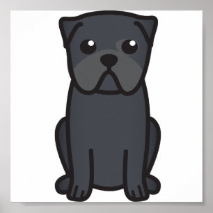 Pug Dog Cartoon Poster