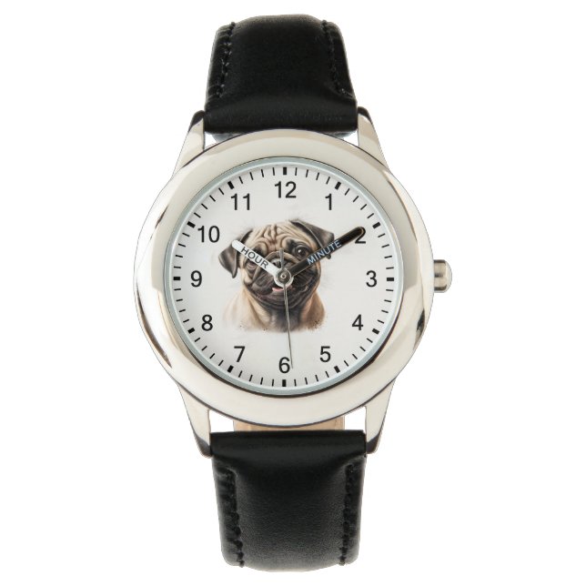 Pug Dog Charismas gift Cofee Watch (Front)