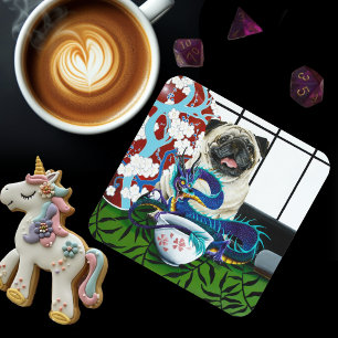 Pug Dog Chinese Dragon Coaster