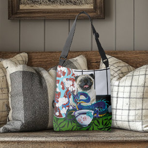 Pug Dog Chinese Dragon Crossbody Bag