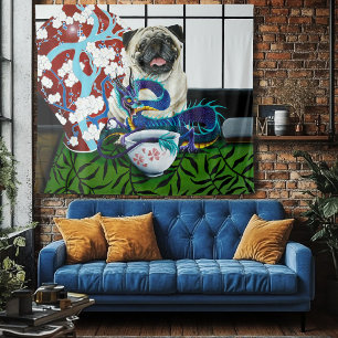 Pug Dog Chinese Dragon Tapestry
