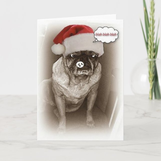 Pug Dog Christmas Card (Front)