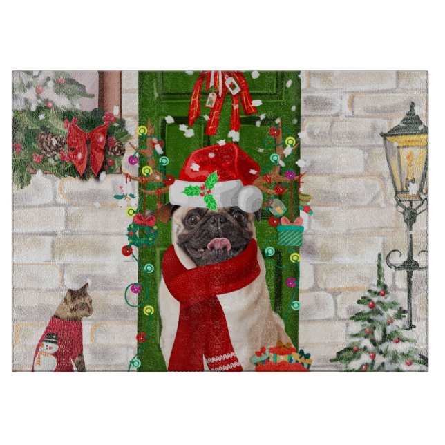 Pug Dog Christmas  Cutting Board (Front)