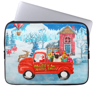 Pug Dog Christmas Delivery Truck Snow Laptop Sleeve