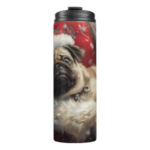 Pug Dog Christmas Festive Thermal Tumbler