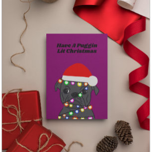 Pug Dog Christmas  Holiday Card