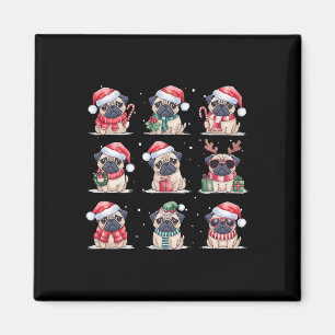 Pug Dog Christmas Lights Funny Pug Dogs Lover Anim Magnet