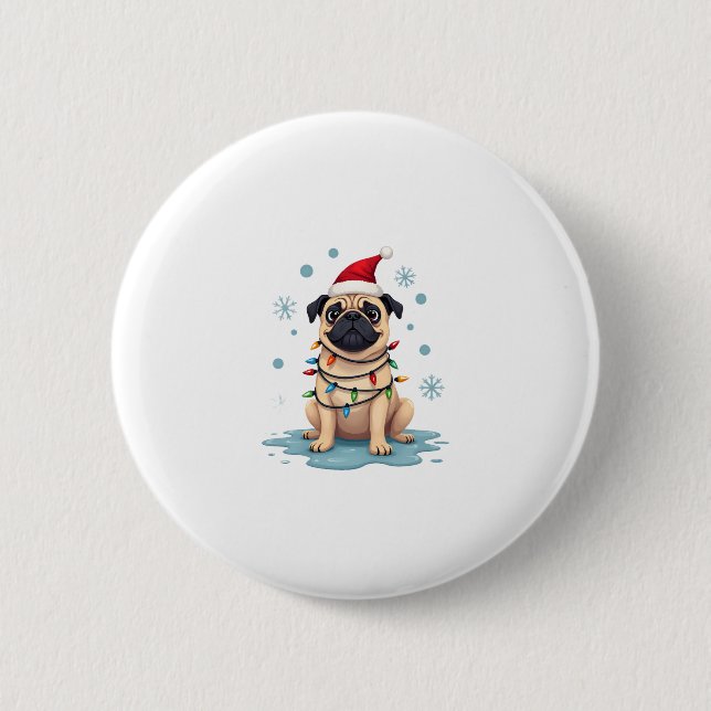 Pug Dog Christmas Men Women (1) 6 Cm Round Badge (Front)