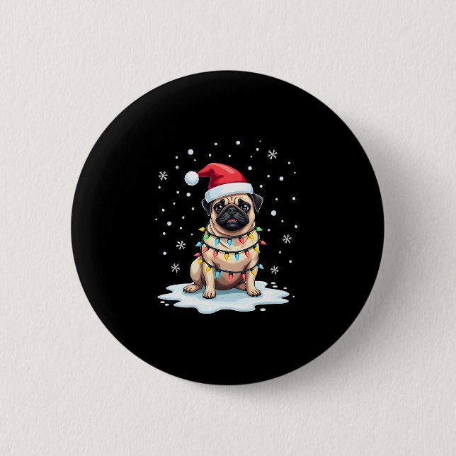 Pug Dog Christmas Men Women (1) 6 Cm Round Badge (Front)