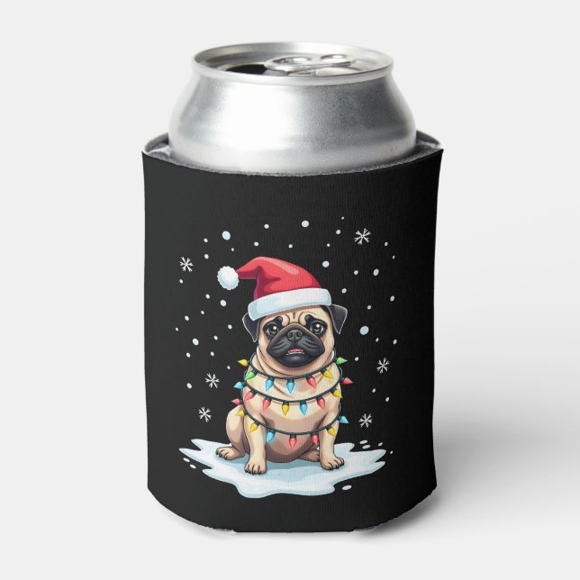 Pug Dog Christmas Men Women (1) Can Cooler (Can Front)
