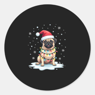 Pug Dog Christmas Men Women (1) Classic Round Sticker