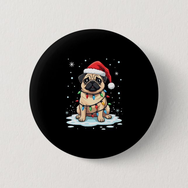 Pug Dog Christmas Men Women (2) 6 Cm Round Badge (Front)