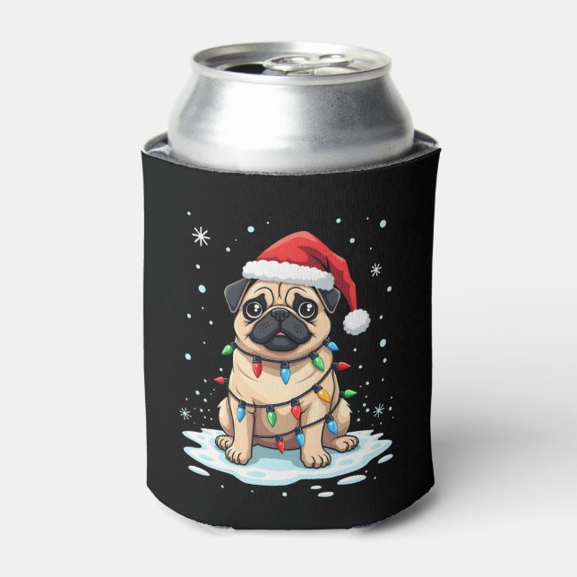 Pug Dog Christmas Men Women (2) Can Cooler (Can Front)