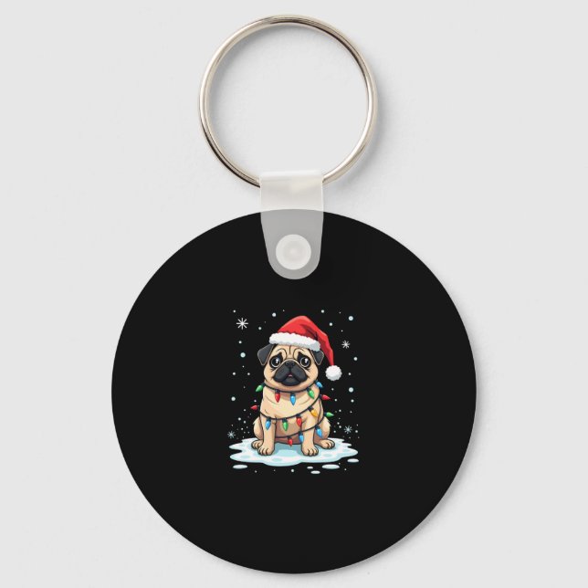 Pug Dog Christmas Men Women (2) Key Ring (Front)
