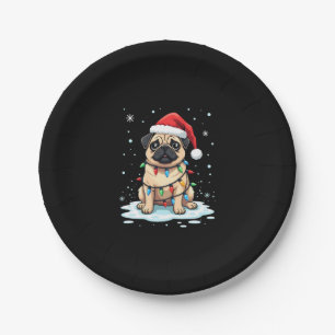 Pug Dog Christmas Men Women (2) Paper Plate
