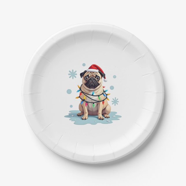 Pug Dog Christmas Men Women (2) Paper Plate (Front)