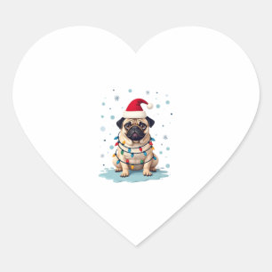 Pug Dog Christmas Men Women (3) Heart Sticker