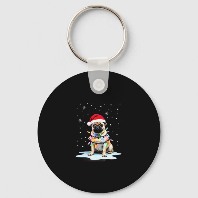 Pug Dog Christmas Men Women (3) Key Ring (Front)