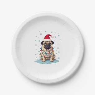 Pug Dog Christmas Men Women (3) Paper Plate