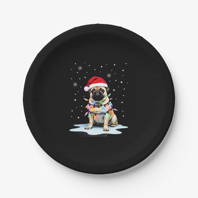 Pug Dog Christmas Men Women (3) Paper Plate (Front)
