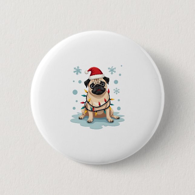 Pug Dog Christmas Men Women 6 Cm Round Badge (Front)