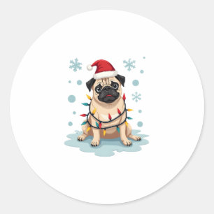 Pug Dog Christmas Men Women Classic Round Sticker