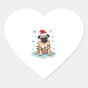 Pug Dog Christmas Men Women Heart Sticker