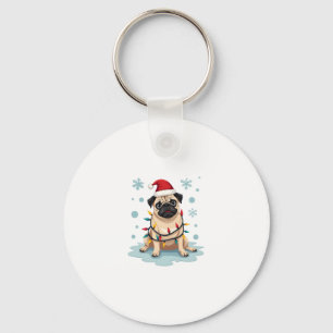 Pug Dog Christmas Men Women Key Ring