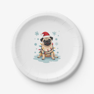 Pug Dog Christmas Men Women Paper Plate