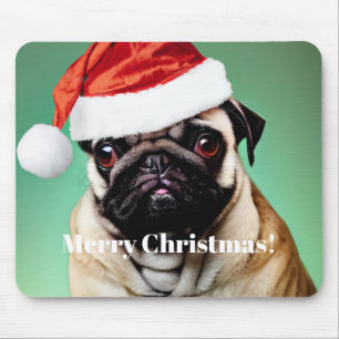 Pug Dog Christmas Mouse Mat