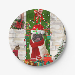 Pug Dog Christmas  Paper Plate