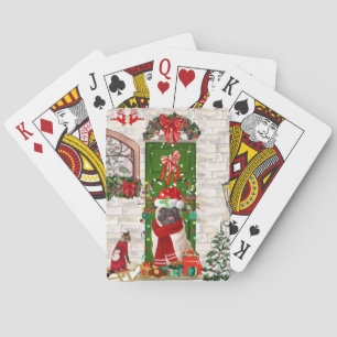 Pug Dog Christmas Playing Cards